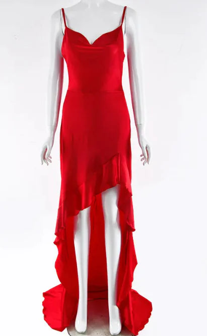 Sexy suspenders side slit dress