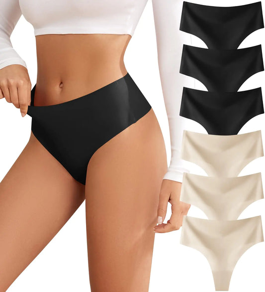 Thongs for Womens High Waisted Seamless for Women Underwear Sexy Breathable Panties 6 Pack Small C-6 Pack