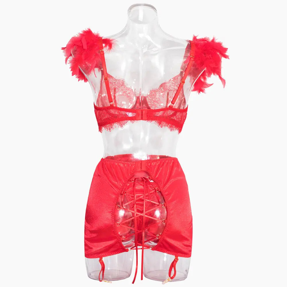 4 Piece Lace Up Underwear &amp; Bra