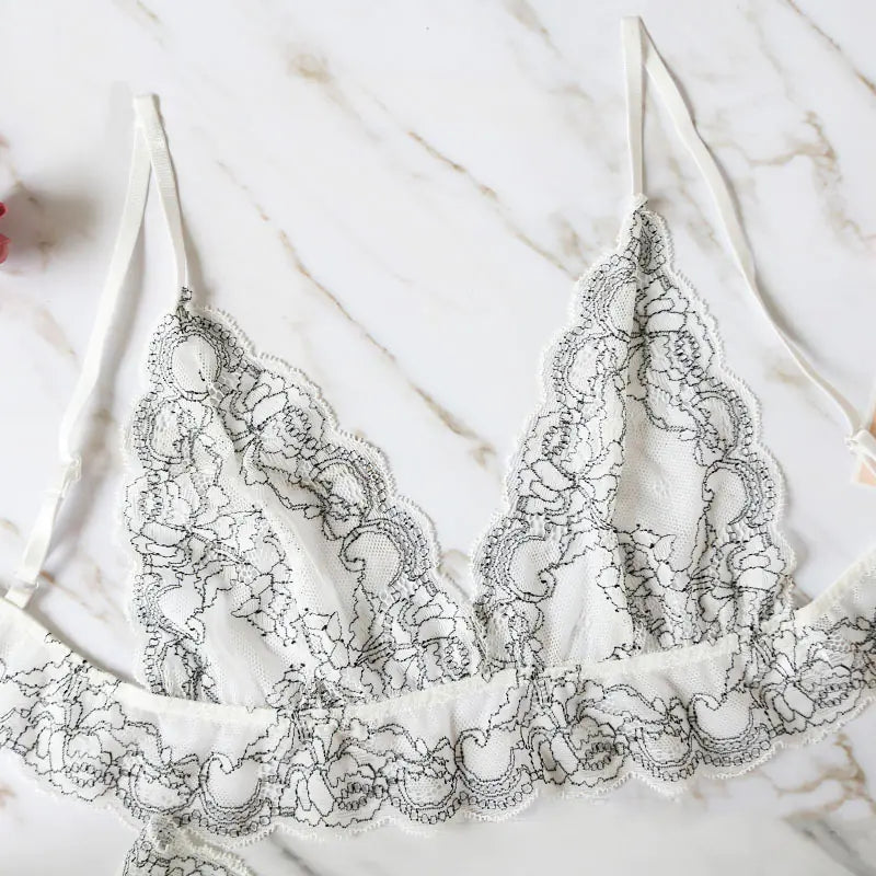 Plus Size Sheer Lingerie Set with Bra and Panties