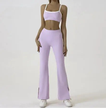 Spaghetti Strap Contrast Color Yoga Sports Suit