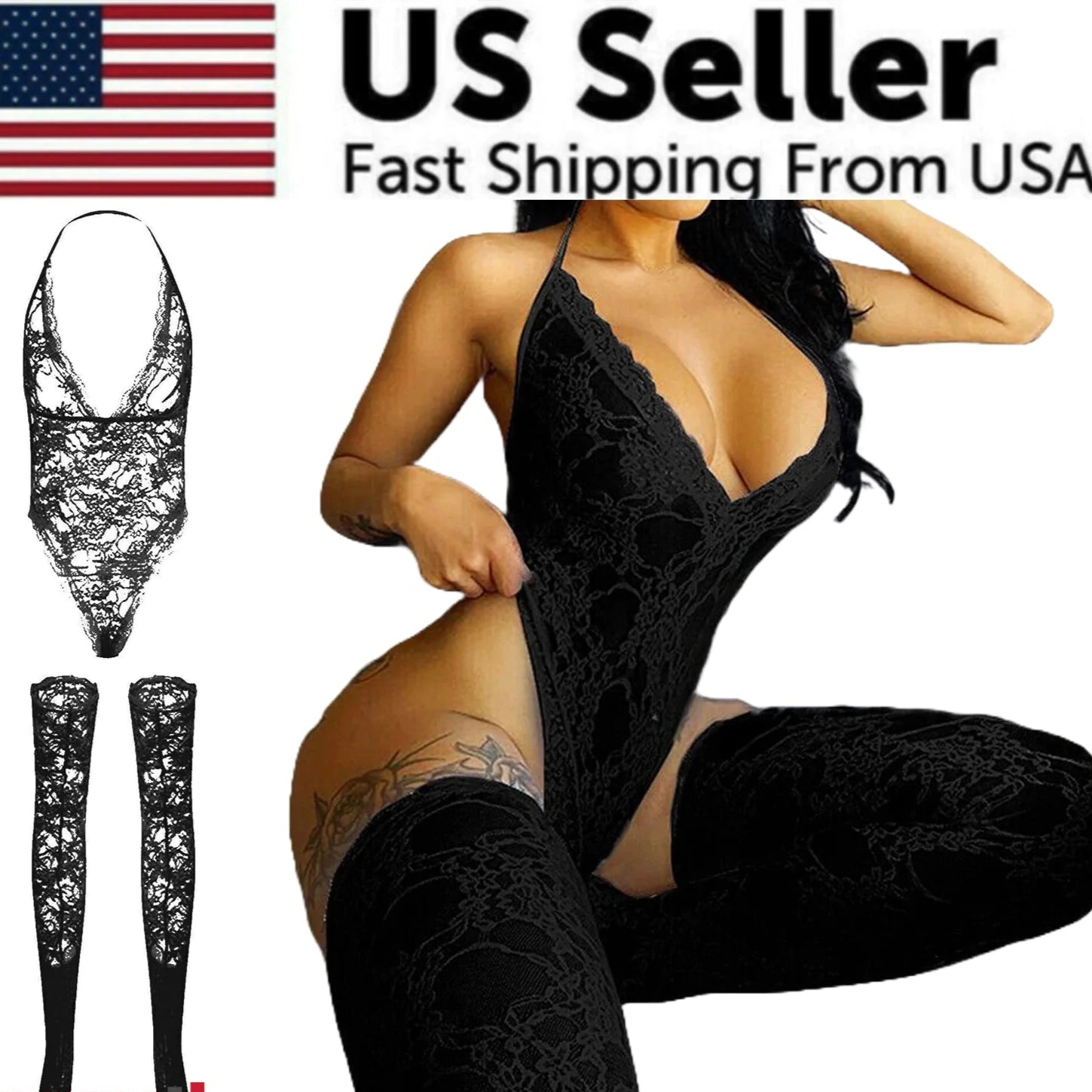 Women Lace Sexy Lingerie Nightwear Babydoll Sleepwear Bodysuit Dress Plus Size