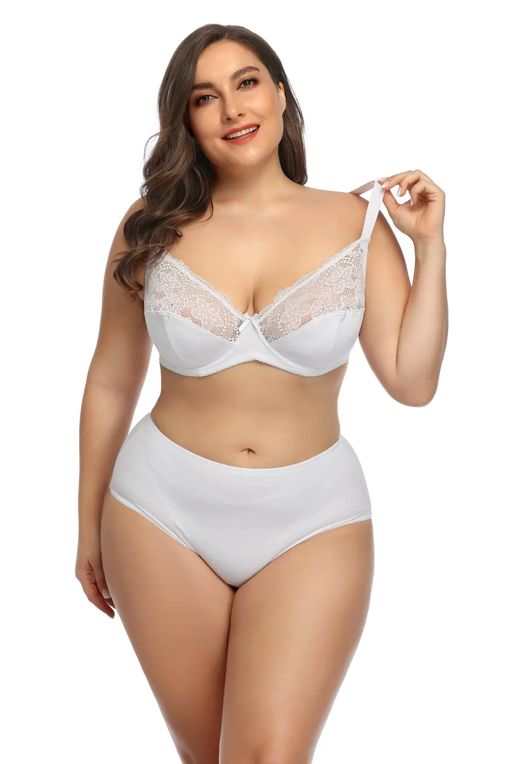 Plus Size Lace Bra Set with Underwire for Women