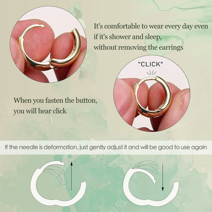 Small Gold Huggie Hoop Earrings Set for Women, Hypoallergenic 14K Real Gold Plated Stack Cartilage Earring, Earrings Sets for Multiple Piercing Lightweight Mini Thin Cute Dainty Trendy Clip On Jewelry Chunky Gold-6/8/10/12mm
