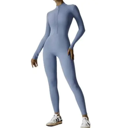 European &amp; American Zipper Yoga Jumpsuit