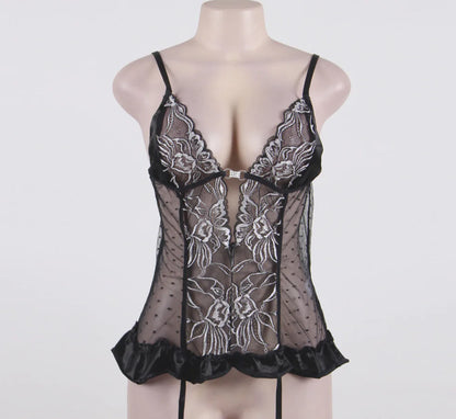 Lace Bodysuit and Lingerie Sleepwear Set