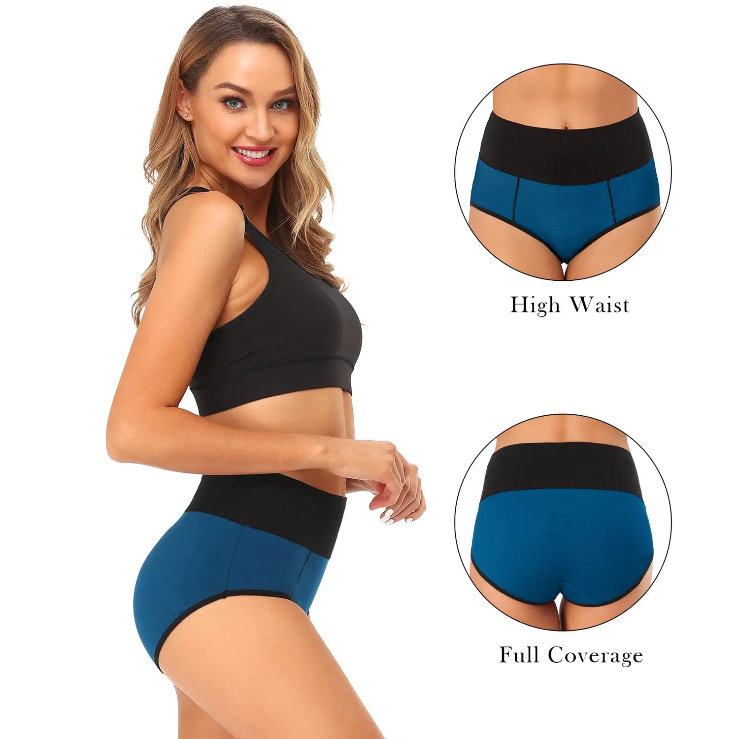 ASIMOON Tummy Control High Waisted Underwear for Women Cotton Plus Size Full Coverage Panties Ladies Briefs X-Large Multicoloured-a-5 Pack