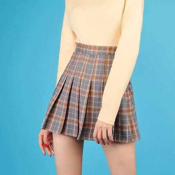 Sexy Plaid Pleated Skirt