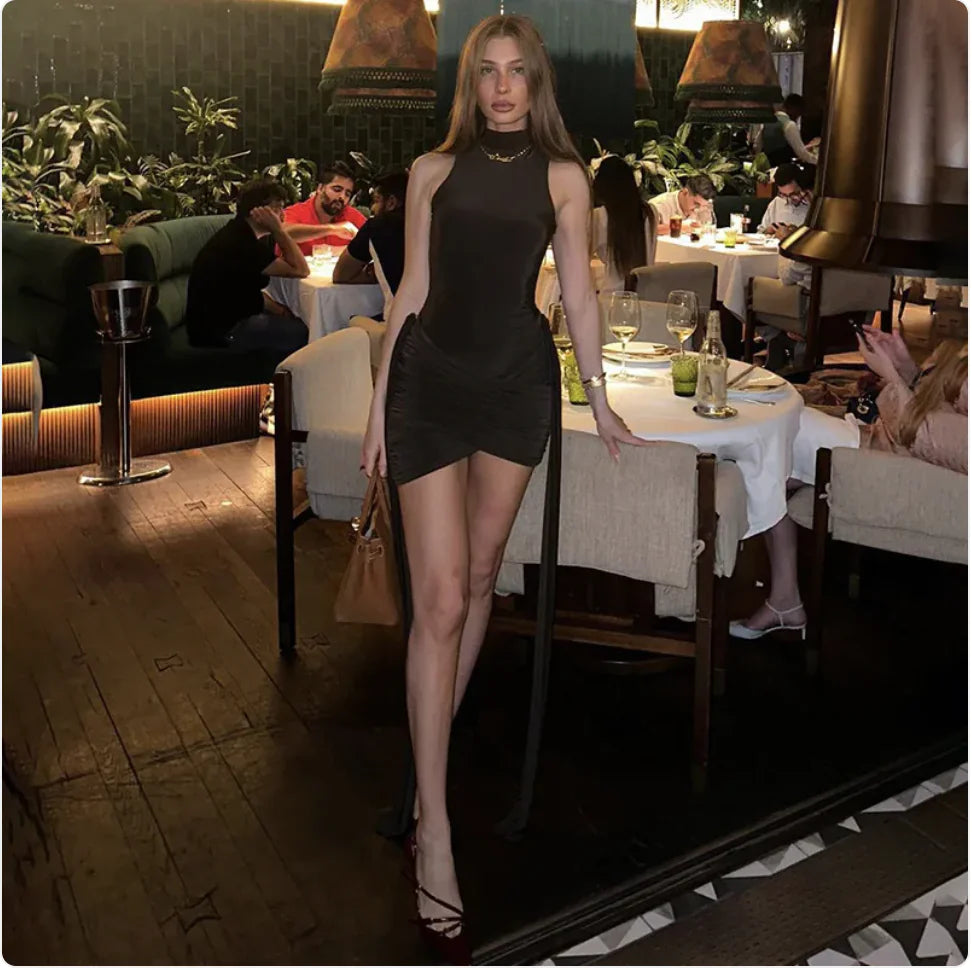 Summer Sleeveless Lace-Up Sheath Jumpsuit Dress