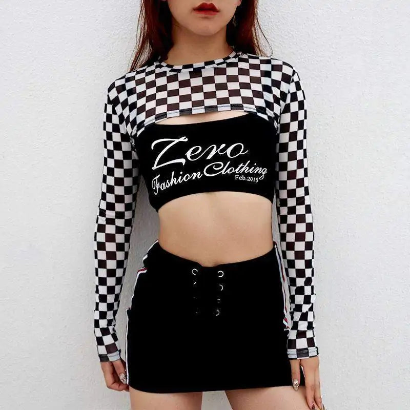 Sexy Long-Sleeved Openwork Top