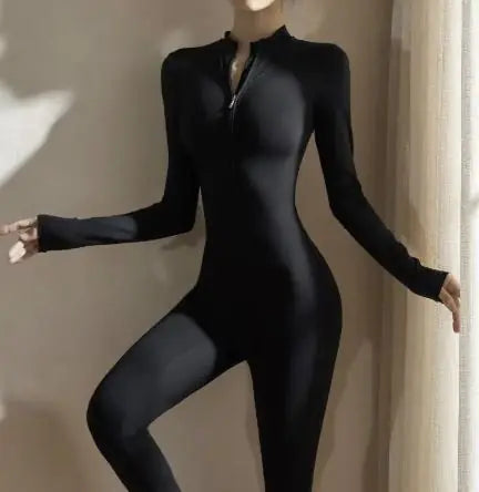 European &amp; American Zipper Yoga Jumpsuit