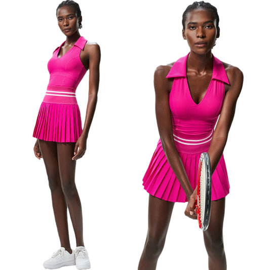 V-Collar High Waist Tennis Suit