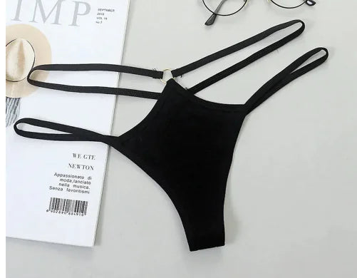 Slim Belt Hollow Triangle Low-Rise Bikini Panties (One Piece)