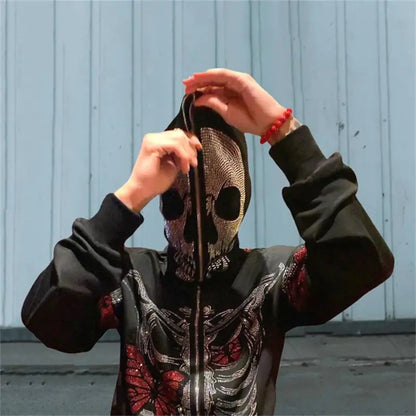 Gothic Butterfly Skeleton Print Sweatshirt