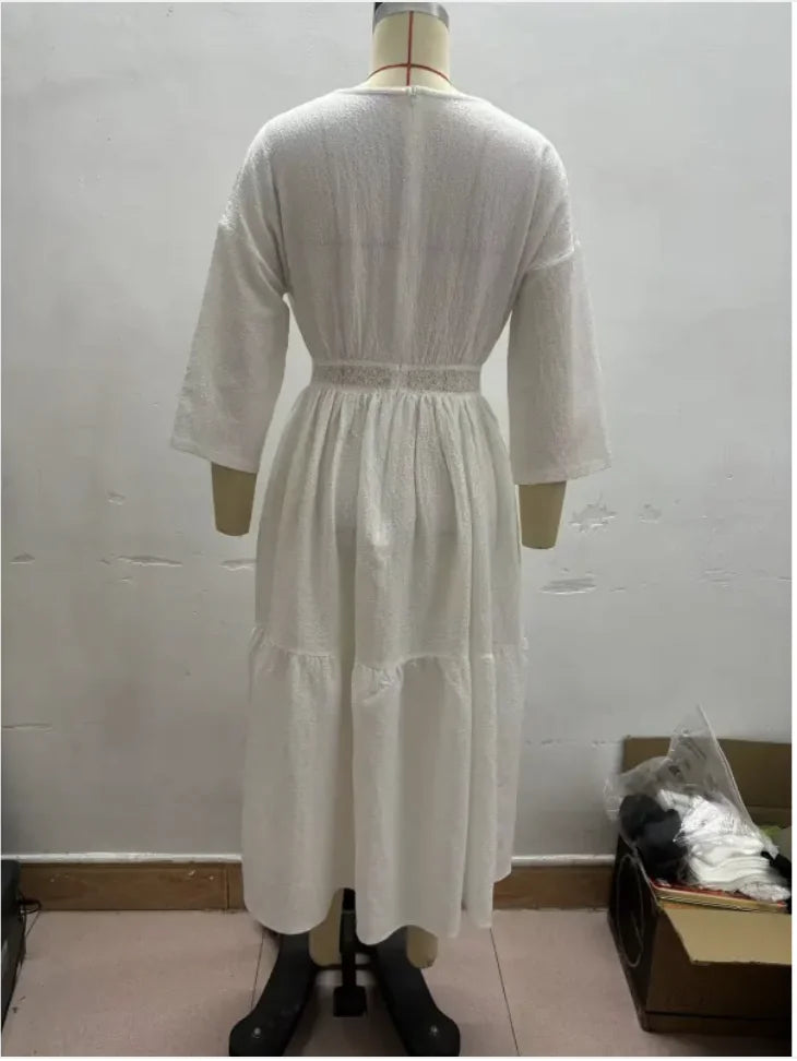 Beachside Hollow-Out Maxi Dress