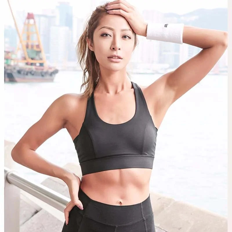 White Strap Push Up Sports Bra: Women&