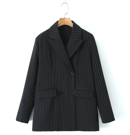 Retro Striped Vest &amp; Bell-Bottom Pants Three-Piece Suit