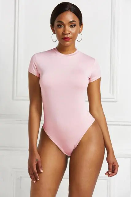 O Neck Short Sleeve Sexy Skinny Short Romper
