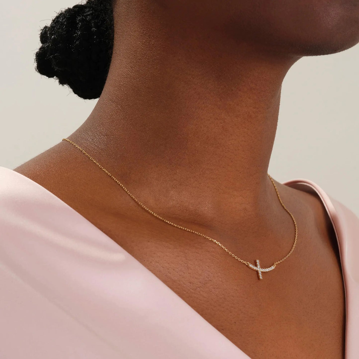 MONOZO Cross Necklace for Women，14K Gold Plated Cross Necklace Layered Gold Cross Necklace Tiny Sideway Cross Choker Necklace Gold Cross Necklaces for Women Trendy Gold Jewelry Gifts for Women Trendy Gold - Sideway Diamond Cross