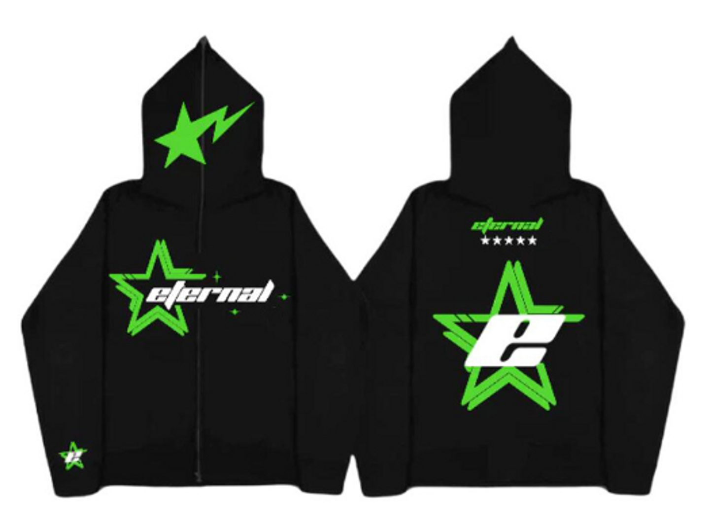 Mens Star Printing Zipper Hoodie