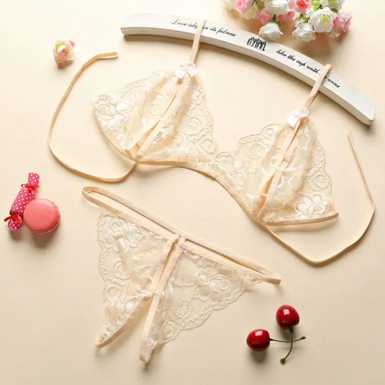 Lingerie Set with Sheer Lace and Push-Up Bra