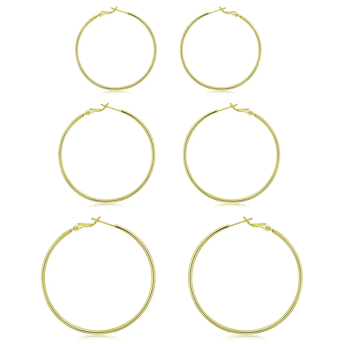 3 Pairs Sterling Silver Hoop Earrings - 14k White Gold Plated Hoop Earrings Big Hoop Earrings Set Silver Hoop Earrings for Women Valentine&