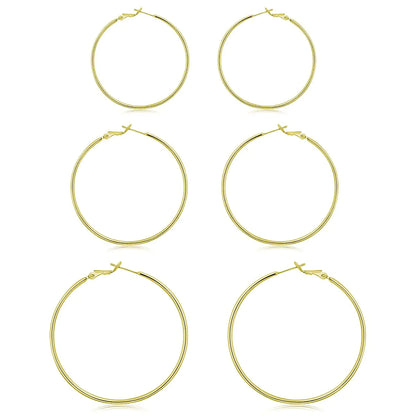 3 Pairs Sterling Silver Hoop Earrings - 14k White Gold Plated Hoop Earrings Big Hoop Earrings Set Silver Hoop Earrings for Women Valentine&