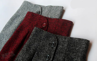 Vintage High-Waisted Wool Bodycon Skirt