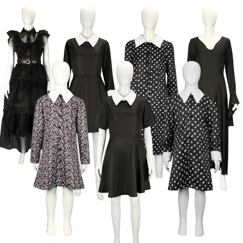 Wednesday Adams Cosplay Dress - Black Tulle Skirt