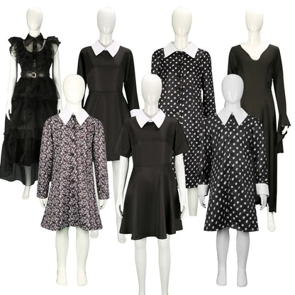 Wednesday Adams Cosplay Dress - Black Tulle Skirt