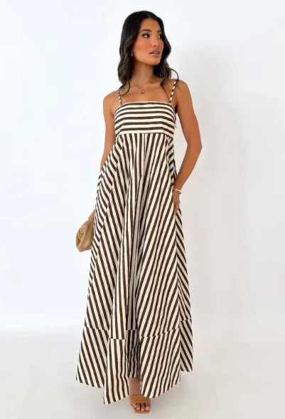 Summer Fashion Printed Backless Sling Dress