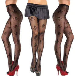 Skull Print Pantyhose Female Stockings