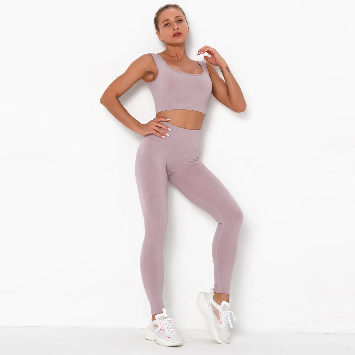 Seamless Women's Sports Bra & Yoga Set, Quick-Dry Nylon