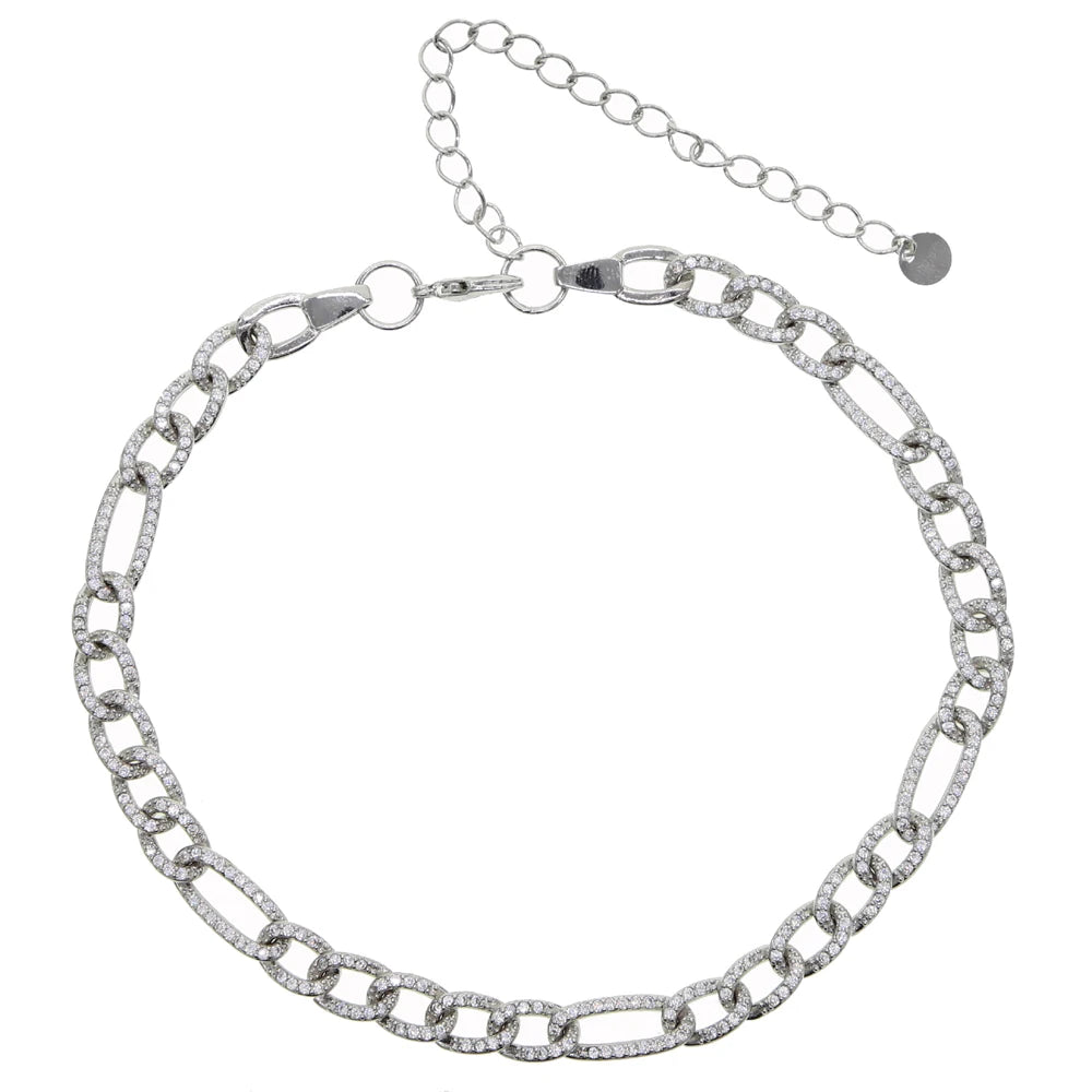 35+10cm Iced Out Miami Curb Cuban Link Chain Micro Pave White Rainbow Colorful Cz Choker Necklaces Hip Hop Women Fashion Jewelry