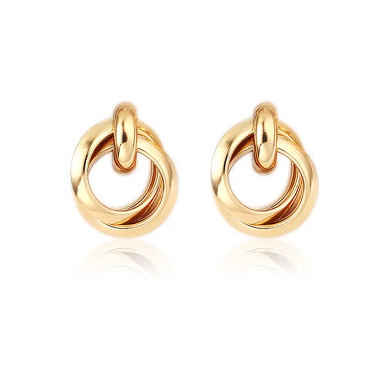 New Fashion Small Stud Earrings for Women Gold Color Metal Twisted Statement Earring Classic Simple Beautiful Jewelry Wholesale