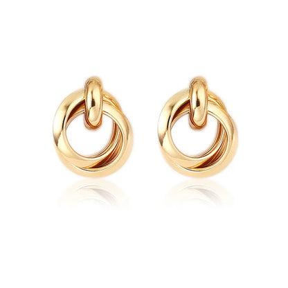 New Fashion Small Stud Earrings for Women Gold Color Metal Twisted Statement Earring Classic Simple Beautiful Jewelry Wholesale