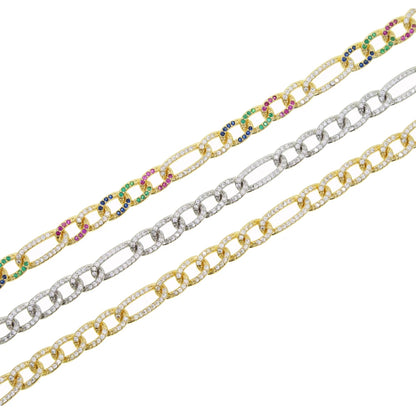 35+10cm Iced Out Miami Curb Cuban Link Chain Micro Pave White Rainbow Colorful Cz Choker Necklaces Hip Hop Women Fashion Jewelry