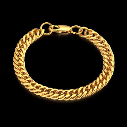 Men Jewelry Sets Gold Color Stainless Steel Miami Curb Cuban Link Chain Bracelet Necklace Set Punk Hip Hop Jewelry Male Gift