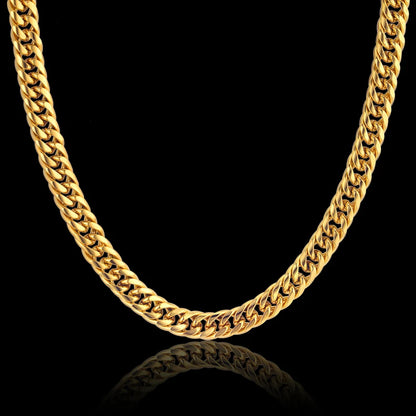 Men Jewelry Sets Gold Color Stainless Steel Miami Curb Cuban Link Chain Bracelet Necklace Set Punk Hip Hop Jewelry Male Gift