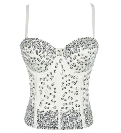 Beaded Waist Sling Top with 3D Chest Pad