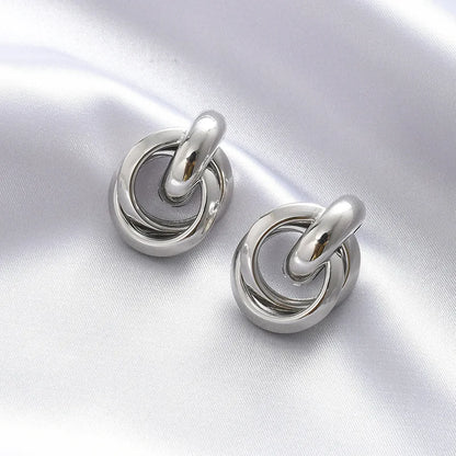 New Fashion Small Stud Earrings for Women Gold Color Metal Twisted Statement Earring Classic Simple Beautiful Jewelry Wholesale