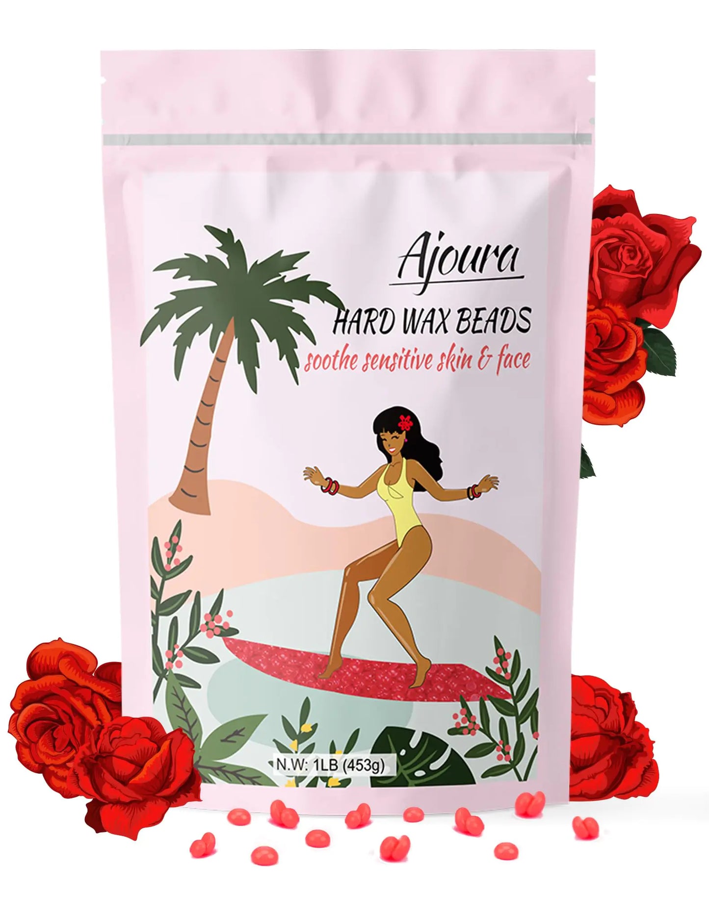 Ajoura 2.5 lb Wax Beads for Hair Removal - Premium Hard Wax for Coarse Hair, Ideal for Brazilian Bikini, Legs, Face, Underarms, Arms, Chest, Back - Sensitive Skin for Efficient Home & Salon Waxing Off White-2.5lb