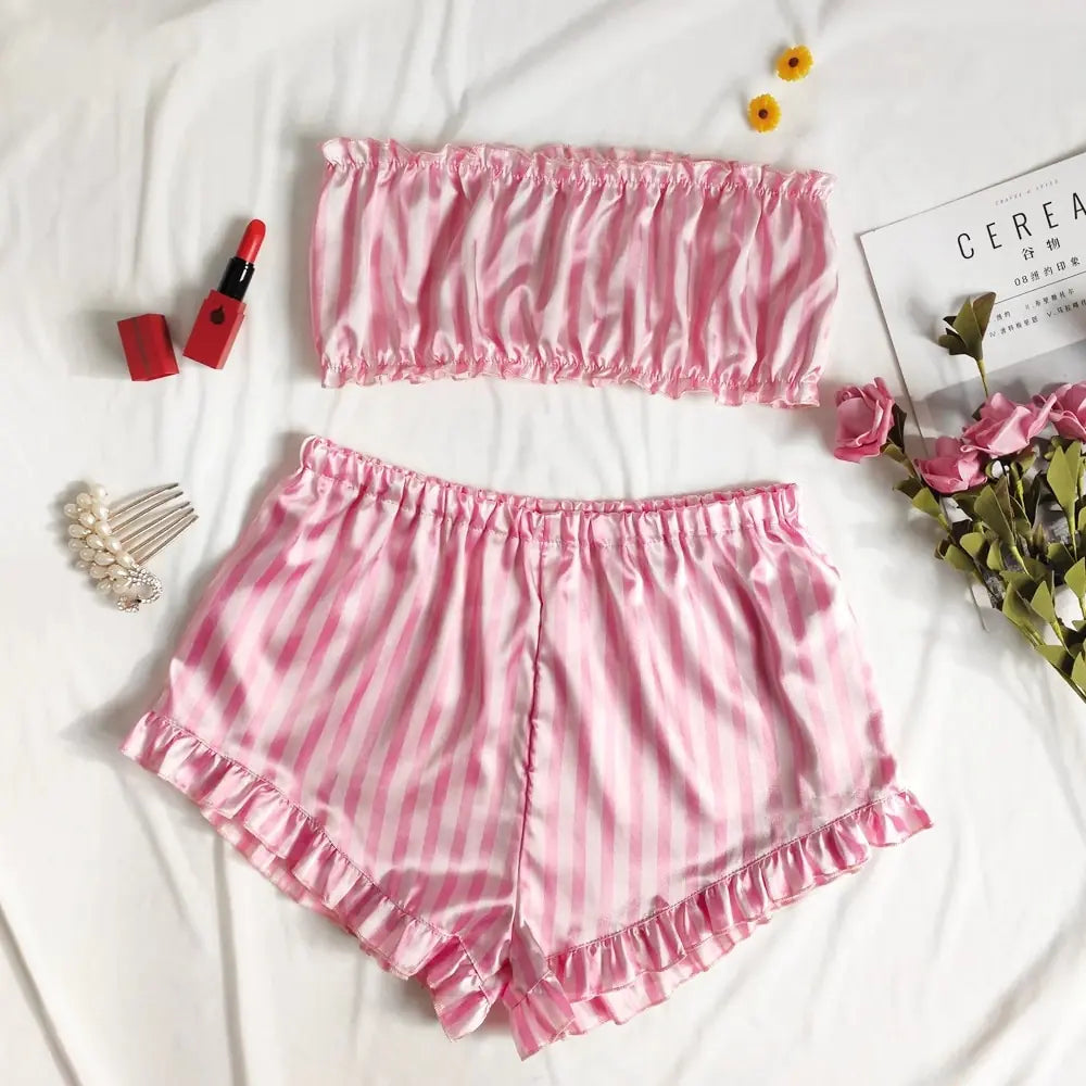 Lace Dot Print Pajama Set