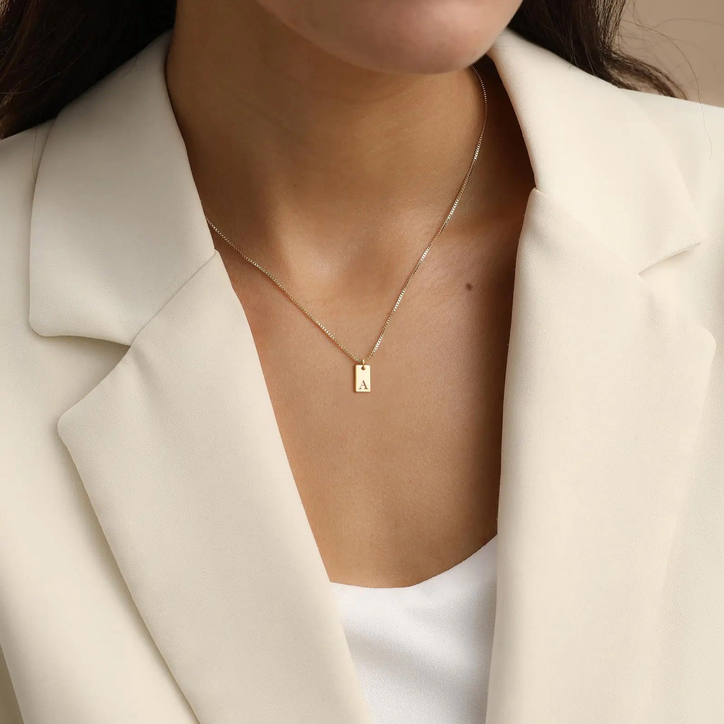 Initial Necklaces for Women 14K Gold Plated Letter Necklace Dainty Gold Name Necklace Personalized Initial Tag Pendant Necklace for Women Trendy Gold Jewelry D