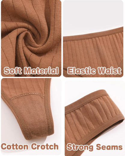 FINETOO Cotton Thongs for Women Soft Low Rise Sexy Thong Ladies Panties Womens Underwear 6 Pack X-Large 6pack