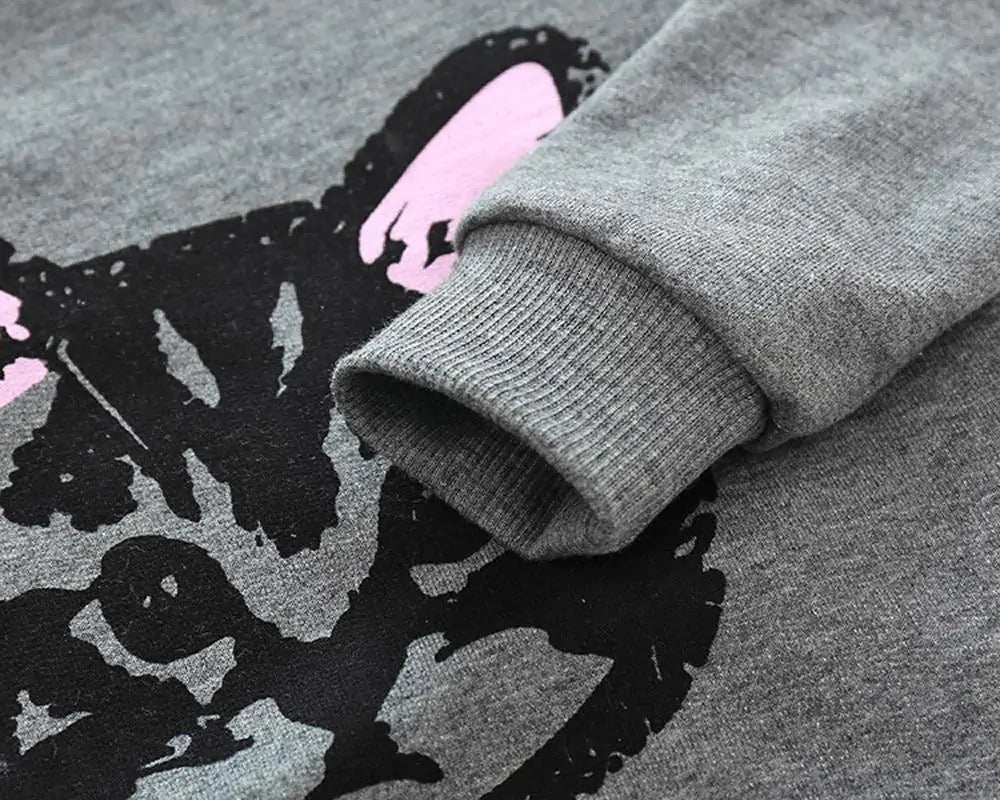 Long Sleeve Cats Print Tracksuit