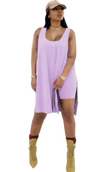 Solid Color Tank Top &amp; Shorts Set