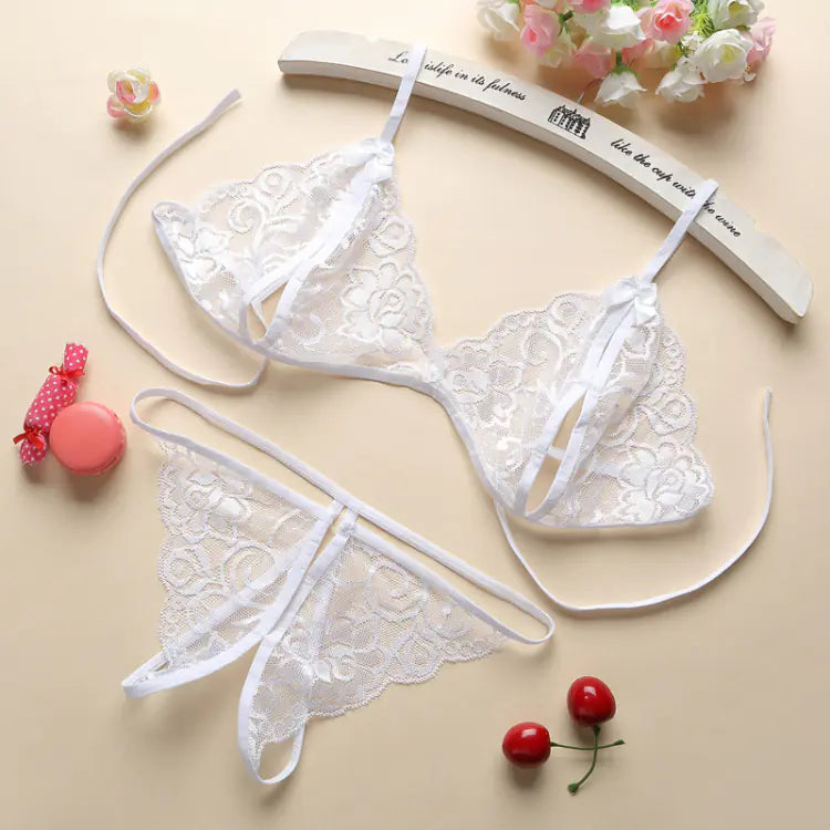 Lingerie Set with Sheer Lace and Push-Up Bra