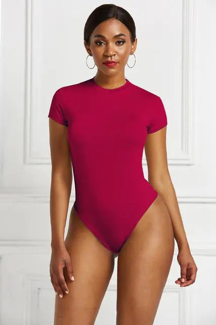 O Neck Short Sleeve Sexy Skinny Short Romper
