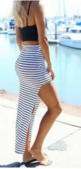 Black and White Striped Beach Skirt
